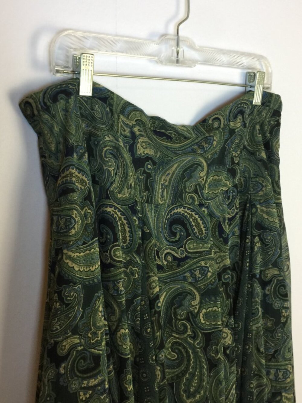 Coldwater Creek A-line Midi Skirt Size L Womans Green Blue Paisley Pleated Boho - Picture 13 of 15
